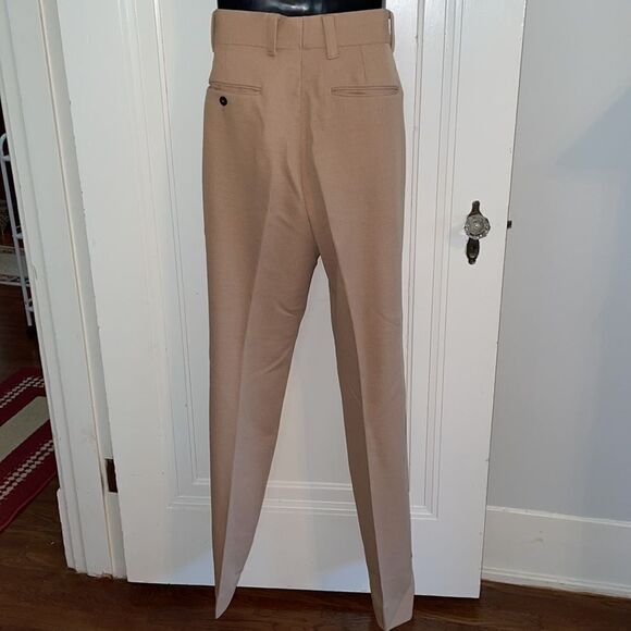 Vtg 70s tan double knit polyester pants - Picture 5 of 7